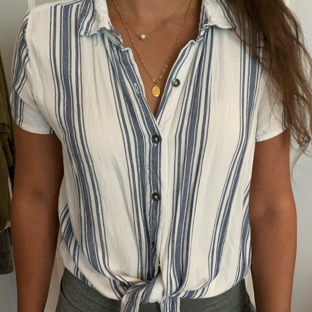 Aseropostale striped front-tie top